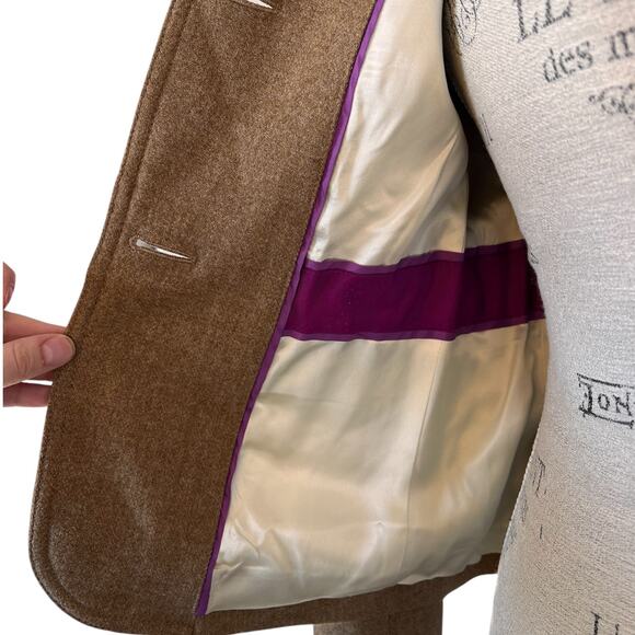 J.Crew Brown Wool Blend Tailored Jacket | Women’s Size 2 | Ruffle Pocket Detail - Picture 8 of 10